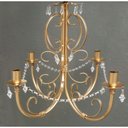 Ver imagem 1 de Pendente de Ferro Artesanal com Cristais Sala de Jantar e Tv Rustico 04 Bocais E27 - Dourado