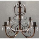 Ver imagem 1 de Pendente de Ferro Artesanal com Cristais Sala de Jantar e Tv Rustico 04 Bocais E27 - Verniz