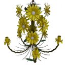 Ver imagem 1 de Lustre Artesanal Sala de Jantar Rustico com Flores de Ferro 05 Bocas - Amarelo