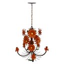 Ver imagem 5 de Lustre Artesanal Sala de Jantar Rustico com Flores de Ferro 05 Bocas - Laranja