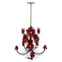 Ver imagem 5 de Lustre Artesanal Sala de Jantar Rustico com Flores de Ferro 05 Bocas - Vermelho Escuro