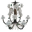Ver imagem 1 de Lustre de Flores em Ferro Decorativo para Varanda Área Gourmet Rustica - Branco
