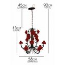 Ver imagem 2 de Lustre de Flores em Ferro Decorativo para Varanda Área Gourmet Rustica - Vermelho escuro