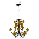 Ver imagem 4 de Lustre de Flores em Ferro Decorativo para Varanda Área Gourmet Rustica - Amarelo