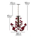 Ver imagem 2 de Lustre para Sala Decoração com Flores de Ferro Artesanal Varias Cores - Vermelho escuro