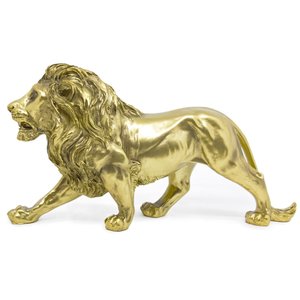 Estatua Enfeite de Resina Leão Cobre Brilhante 21cm