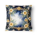 Ver imagem 2 de Kit 3 Capas de Almofada 43x43cm Microfibra Floral Floral Marinho Dourado