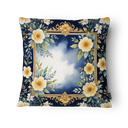 Ver imagem 2 de Kit 3 Capas de Almofada 43x43cm Microfibra Floral Floral Marinho Dourado
