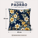 Ver imagem 6 de Kit 3 Capas de Almofada 43x43cm Microfibra Floral Floral Marinho Dourado
