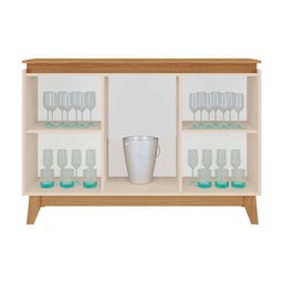 Buffet Munique 100% Mdf 3 Porta e Pés Estilo Retrô Tuboarte - 3