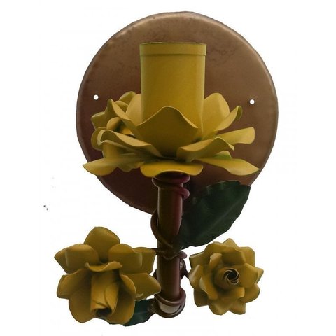 Luminária Arandela de Parede com Flores Rustica para Quarto de Casal - Amarelo