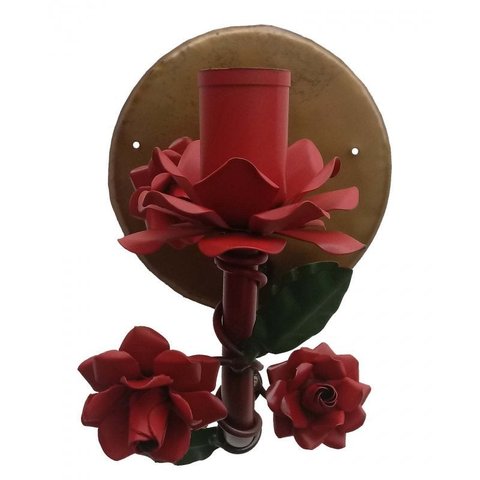 Luminária Arandela de Parede com Flores Rustica para Quarto de Casal - Vermelho Escuro