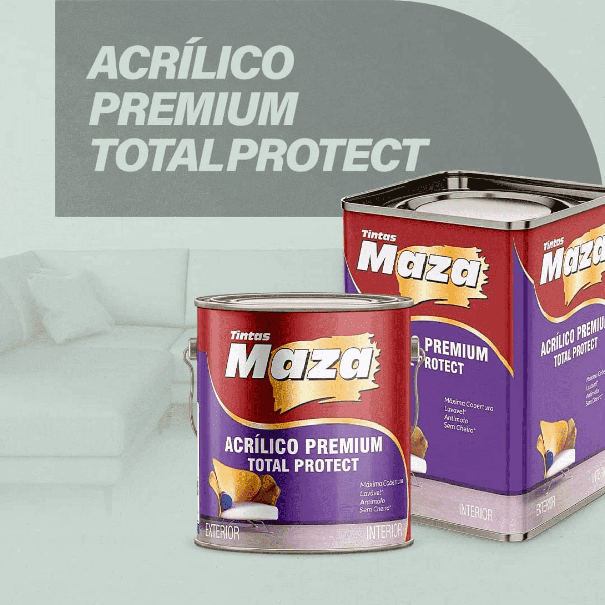 Tinta Acrílica Acetinada Total Protect Branco Gl 3,6Litros MAZA Acrílico Total Protect Premium Aceti - 4