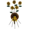 Arandela em Ferro com Flores Rustica para Parede de Sala de TV e Jantar - Amarelo - 1
