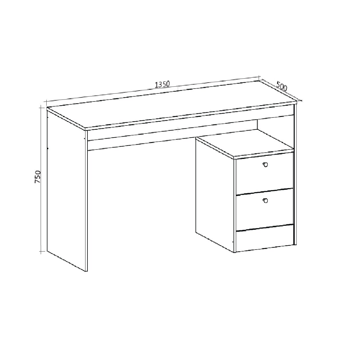 Escrivaninha Mesa com Gaveteiro 2 Gavetas Mdf Funzionale Belmax:branco - 4