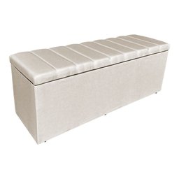 Kit Cabeceira Painel e Calçadeira Baú Casal King 1,95m Londres Suede Bege Dal Poz Estofados - 5