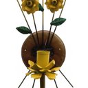 Ver imagem 3 de Luminária de Artesanato em Ferro de Parede com Flores Artesanais Rustica - Amarelo
