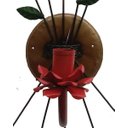 Ver imagem 3 de Luminária de Artesanato em Ferro de Parede com Flores Artesanais Rustica - Vermelho escuro