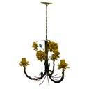 Ver imagem 2 de Lustre Artesanal de Ferro com Flores Rustico para Sala de Estar - Amarelo