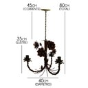 Ver imagem 2 de Lustre Artesanal de Ferro com Flores Rustico para Sala de Estar - Verniz