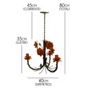 Ver imagem 2 de Lustre Rustico de Ferro com Florzinhas Artesanais Artesanato Mineiro - Laranja