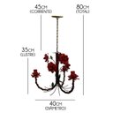 Ver imagem 2 de Lustre Rustico de Ferro com Florzinhas Artesanais Artesanato Mineiro - Vermelho escuro