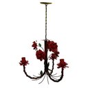 Ver imagem 3 de Lustre Rustico de Ferro com Florzinhas Artesanais Artesanato Mineiro - Vermelho escuro