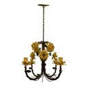 Ver imagem 3 de Lustre Artesanal de Metal Envelhecido Decoração de Ambiente Alegre - Amarelo