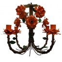 Ver imagem 1 de Lustre Artesanal de Metal Envelhecido Decoração de Ambiente Alegre - Laranja