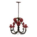 Ver imagem 3 de Lustre Artesanal de Metal Envelhecido Decoração de Ambiente Alegre - Vermelho escuro