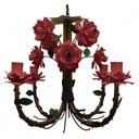 Ver imagem 1 de Lustre Artesanal de Metal Envelhecido Decoração de Ambiente Alegre - Vermelho escuro