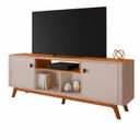 Ver imagem 3 de Rack para TV até 70 Polegadas MDF 180cm Pés em Madeira Maciça Bancada Detalhes Curvos e Oslo