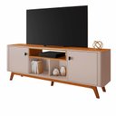 Ver imagem 3 de Rack para TV até 70 Polegadas MDF 180cm Pés em Madeira Maciça Bancada Detalhes Curvos e Oslo