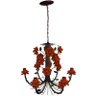 Lustre Rustico em Ferro Artesanal com Flores para Area Gourmet - Laranja - 2