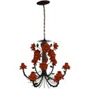 Ver imagem 2 de Lustre Rustico em Ferro Artesanal com Flores para Area Gourmet - Laranja