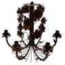 Lustre Rustico em Ferro Artesanal com Flores para Area Gourmet - Verniz - 1