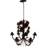 Lustre Rustico em Ferro Artesanal com Flores para Area Gourmet - Verniz - 2