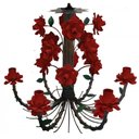 Ver imagem 1 de Lustre Rustico em Ferro Artesanal com Flores para Area Gourmet - Vermelho escuro