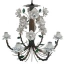 Ver imagem 1 de Lustre Flores em Ferro Artesanal para Sala de Visita e Jantar Rustico - Branco