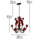 Ver imagem 3 de Lustre Flores em Ferro Artesanal para Sala de Visita e Jantar Rustico - Vermelho escuro