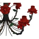 Ver imagem 5 de Lustre Flores em Ferro Artesanal para Sala de Visita e Jantar Rustico - Vermelho escuro