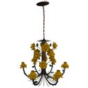 Ver imagem 2 de Lustre Flores em Ferro Artesanal para Sala de Visita e Jantar Rustico - Amarelo