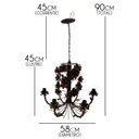 Ver imagem 3 de Lustre em Ferro Rustico Flores para Cozinha e Varanda - Verniz