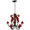 Ver imagem 3 de Lustre em Ferro Rustico Flores para Cozinha e Varanda - Vermelho escuro