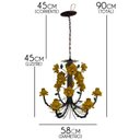 Ver imagem 3 de Lustre em Ferro Rustico Flores para Cozinha e Varanda - Amarelo