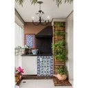 Ver imagem 4 de Lustre de Ferro Simples Rustico Corredor de Apartamento com Flores - Laranja