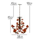 Ver imagem 2 de Lustre para Sala Colonial Artesanato Mineiro Pendente de Flores - Laranja
