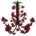 Ver imagem 1 de Lustre para Sala Colonial Artesanato Mineiro Pendente de Flores - Vermelho escuro