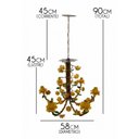Ver imagem 2 de Lustre para Sala Colonial Artesanato Mineiro Pendente de Flores - Amarelo