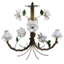 Ver imagem 1 de Luminária de Ferro Artesanal Rustica com Flores Pequena para Salinha de Jantar - Branco